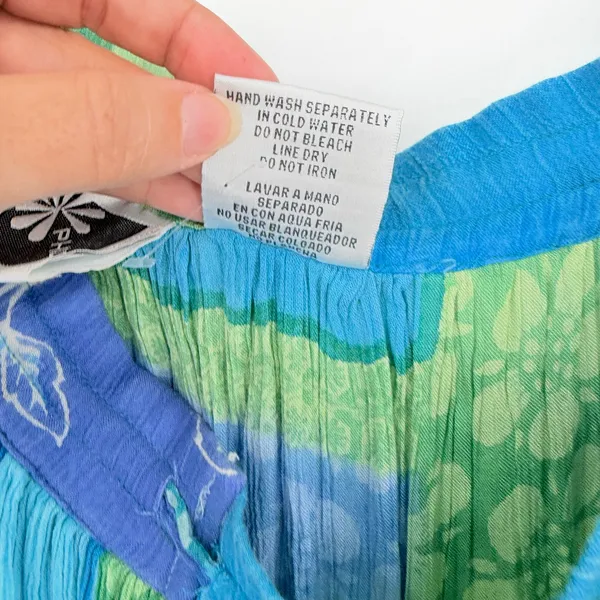 Phool Patchwork Boho Maxi Skirt Sz XL Hippie Festival Crinkly Lagenlook Blue - Image 9