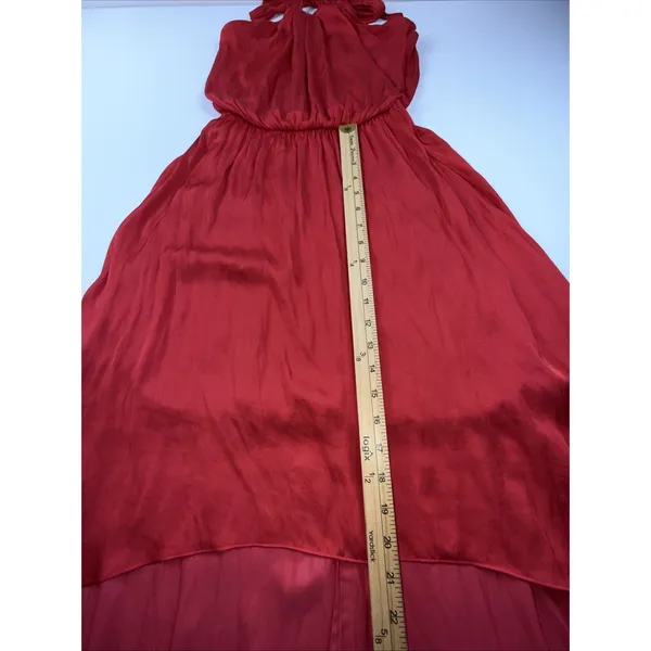 White House Black Market ‎ Paradise Red Hi-Low Blouson Halter Dress Sz: 0 - Image 5