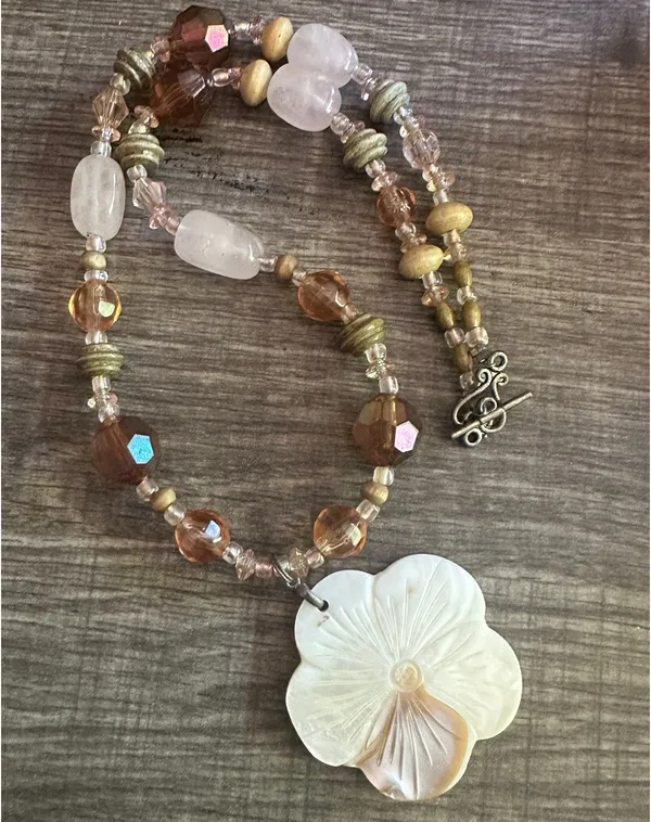 Beaded flower necklace and earrings set Multiple - Image 3