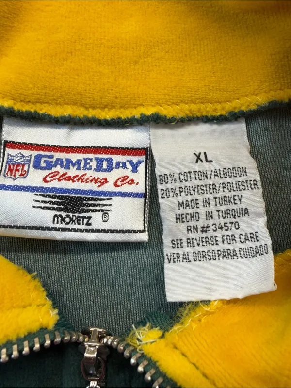 Vintage Green Bay Packers Game Day Moretz Velour 1/4 Zip Pullover XL NFL - Image 6