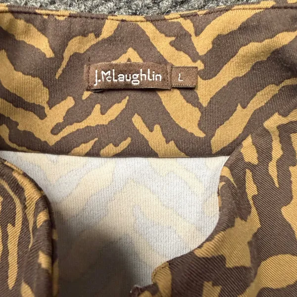 J.McLaughlin Zebra Print Quarter Zip Mock Neck Top Brown Tan Large - Image 4