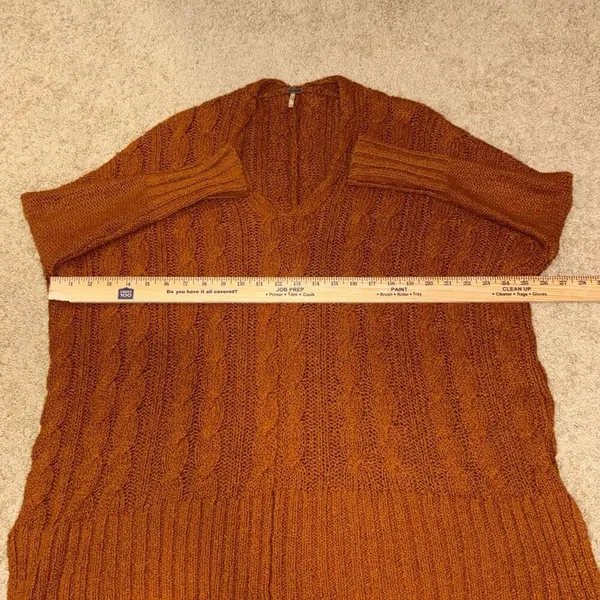 Free People chunky cable knit oversized tunic sweater burnt orange size‎ XS - Image 9