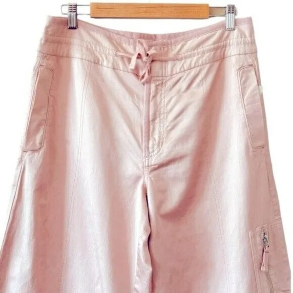 ANTHROPOLOGIE Pilcro Satin Cargo Parachute Pants Pink Combo Size 31 NEW - Image 10