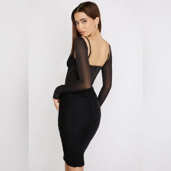 House of CB FREYJA Black Gathered Corset Dress Size XS Plus Cup - Image 2