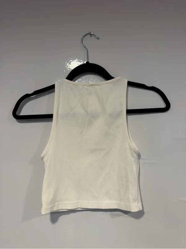 AS revival Classic‎ Women's Ribbed Tank Crop Top - Cream - Image 3