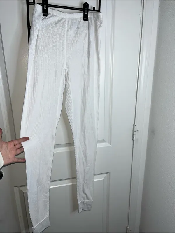 Fruit of the Loom Ladies White Cozy Waffle Knit Winter Warm Thermal Pants NWT S - Image 4