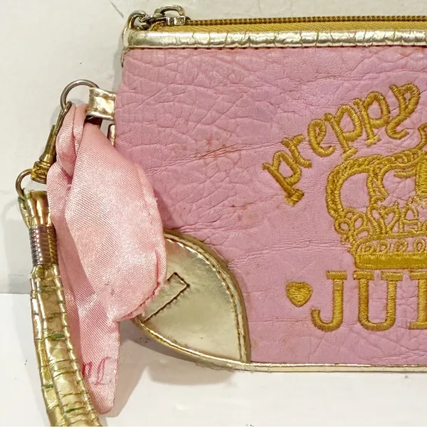 Juicy Couture Y2K‎ Pink Gold preppy royalty Wristlet Wallet Clutch - Image 2