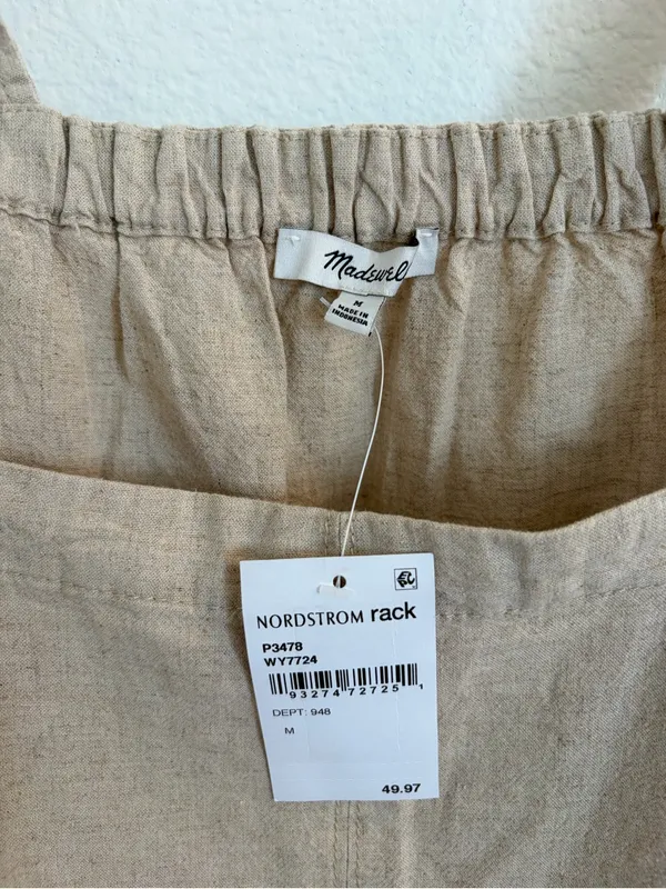 NWT Madewell Linen Blend Tank Natural Beige Medium - Image 5