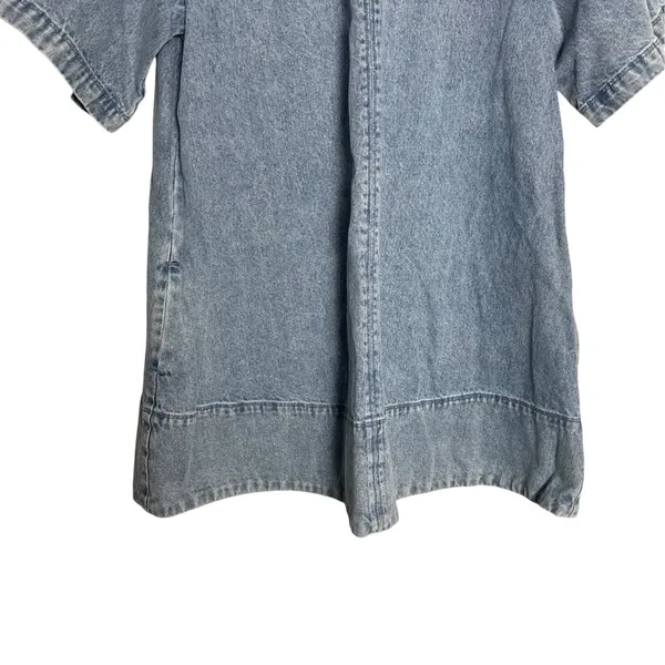Free People Harlow Blue Denim Short Sleeve Shift A-Line Mini Dress Size XS - Image 5