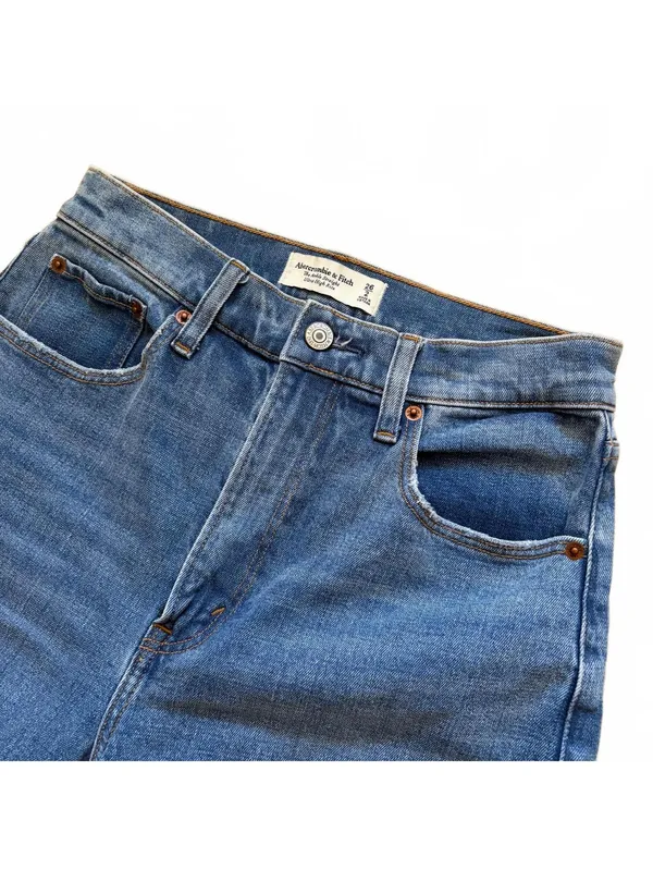 Abercrombie & Fitch Ankle Straight Jeans Ultra High Rise Denim Women Size 26x26 - Image 3