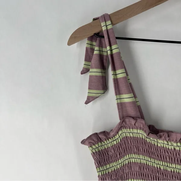 Toad & Co Gemina‎ Sleeveless Dress Faded Lilac 90s Stripe Smocked NWT Size M - Image 4
