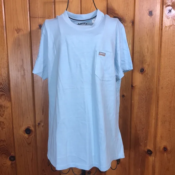 Ariat Women's Rebar CottonStrong Roughneck Graphic T-Shirt size medium blue​​ - Image 4