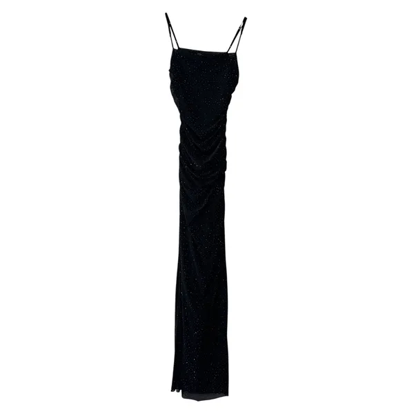 AFRM Jennan Rhinestone Illusion Maxi Dress Mesh Mid Section Black Size M - Image 3