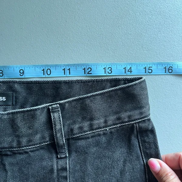 Express 70s Flare Mid Rise‎ Washed Black Denim Jeans 4R 007151638 - Image 6
