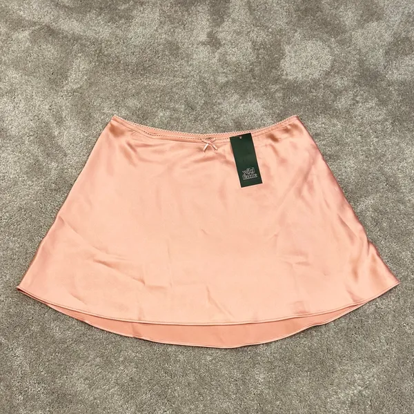 Wild Fable Pink Peach Orange Satin High-Low A-Line Mini Skirt Small NWT - Image 6