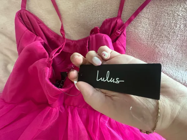 Lulus Hot Pink Prom Dress Sequin - Image 3