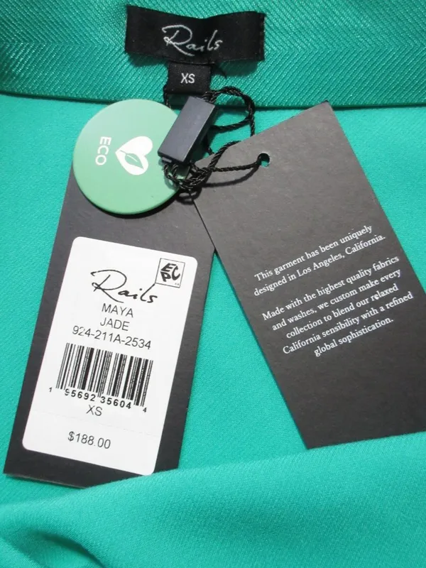 NWT Rails Maya in Jade Green Bias Cut Satin A-line Side Slit Slip Skirt XS - Image 7