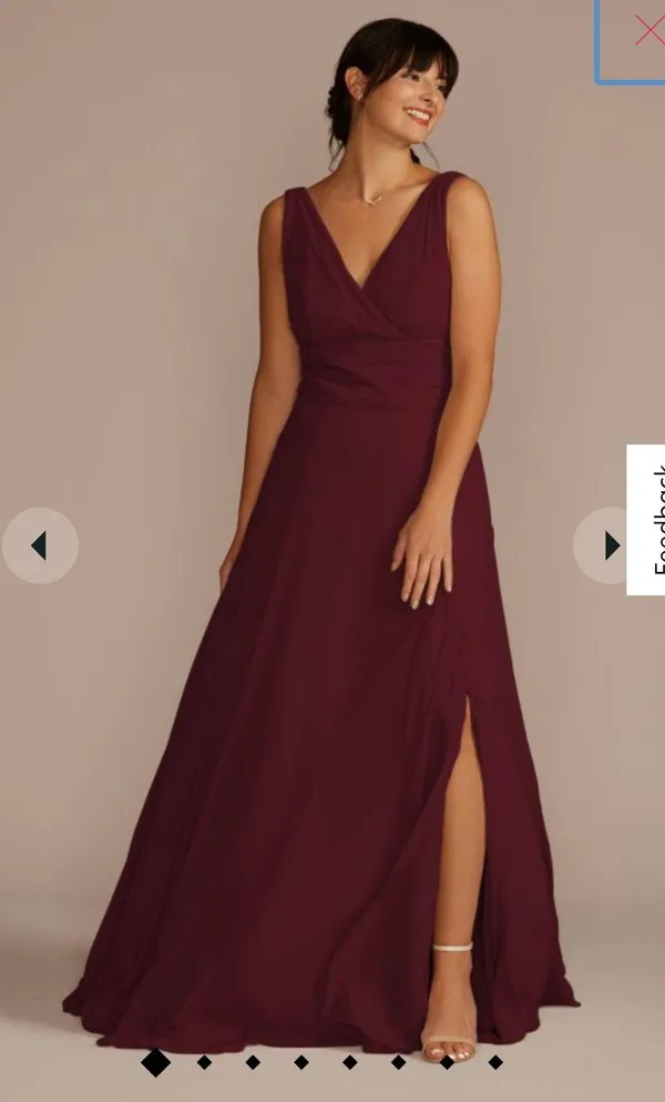 David's Bridal Wine Bridesmaid Dress - Image 3