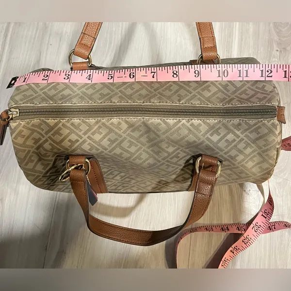 Tommy Hilfiger Beige and Brown Monogram‎ Bag - Image 8