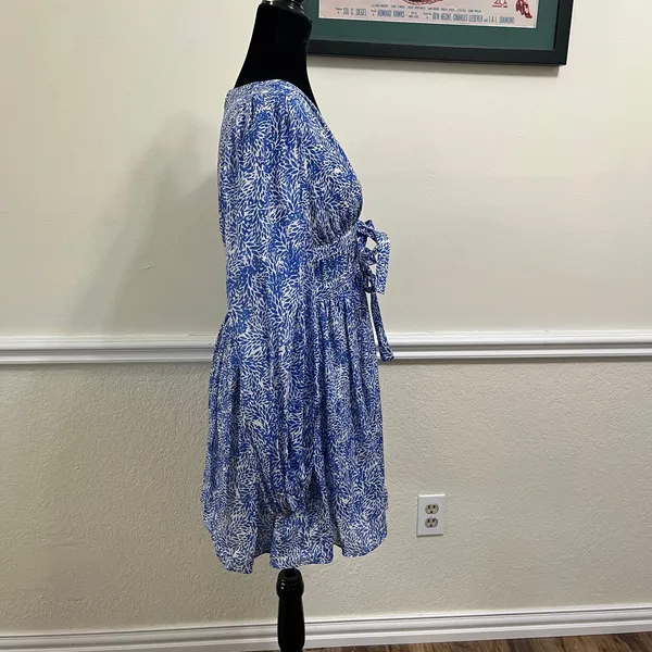 Amanda Uprichard Morello Dress In Chalet Blue Printed Long Sleeve Size M - Image 3