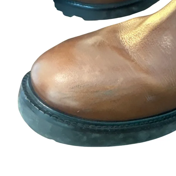 Tory Burch Daniela Cognac Leather Riding Boots Lug Sole Logo 10.5 - Image 11
