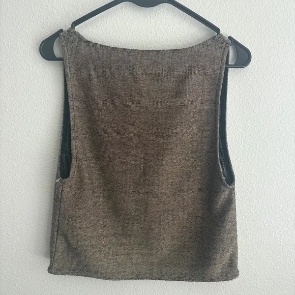 Zara Bronze Metallic Knit Sleeveless Scoop Neck Cropped Tank Top Large - Image 8