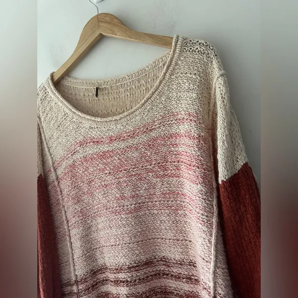 Free People Brown Ombré‎ Knit Sweater Dress Tunic Side Split - Image 3