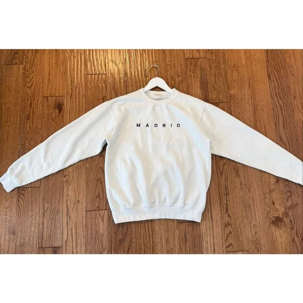 Brandy Melville John Galt one size white MADRID crewneck sweatshirt - Image 8