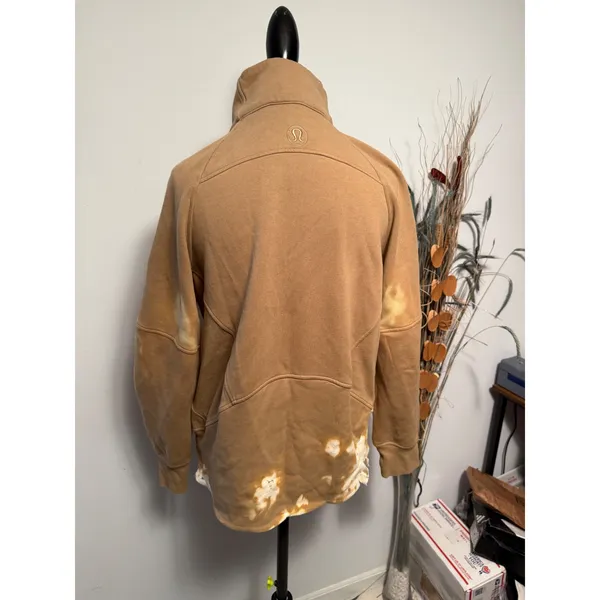 Lululemon Scuba Oversized Funnel Neck‎ Full Zip Jacket XS/S Tan Distressed - Image 2