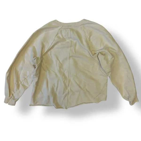 Anthropologie Pilcro Cream Long sleeve V-Neck Raw hem crop Sweatshirt Size Small - Image 4