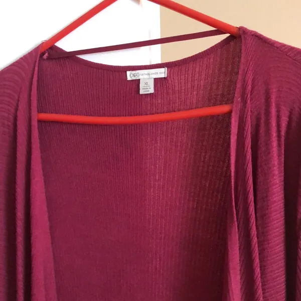 Cato xl burgundy color EST 1946 long sleeve open front women’s cardigan - Image 5