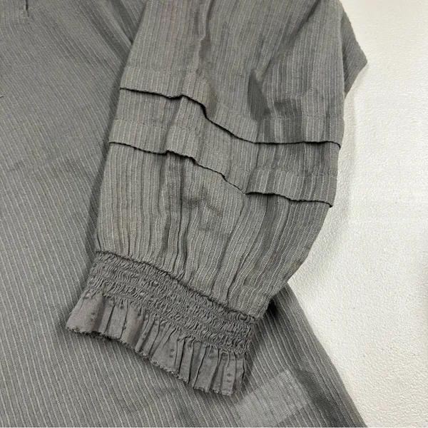 Faherty Button Shirt Top Willa Ruffle Gray Blouse Organic Cotton Size XL NWT NEW - Image 7