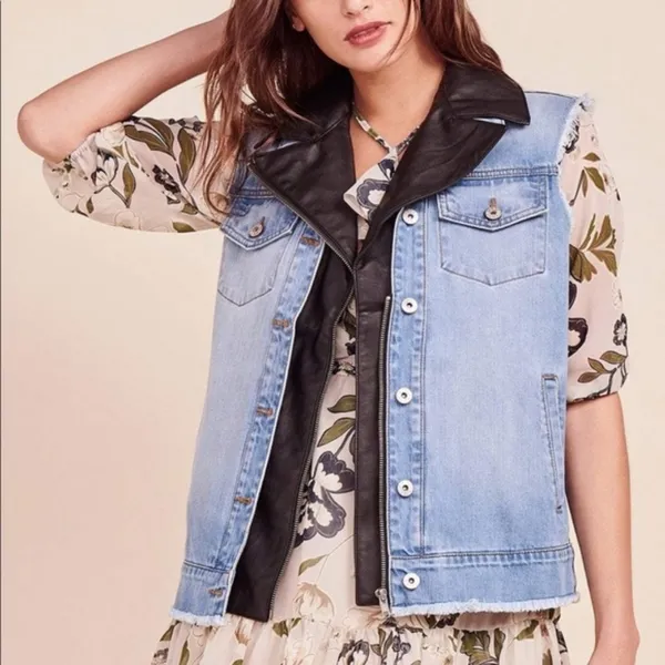 NWT BB Dakota Rebel Rebel Denim Vest Light Blue - Image 3