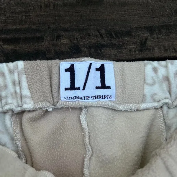 Cream/Tan Neutral 1/1 Luminate Thrifts North Face Handmade Patchwork Sweatpants - Image 3
