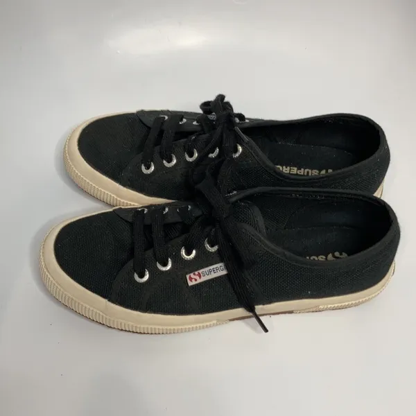Superga canvas sneakers black & cream size‎ 7 - Image 4