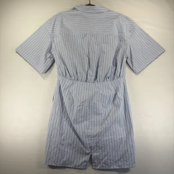KBB Kahlana Barfield Brown Target Blue White Stripe Ruched Shirt Dress Small NEW - Image 3