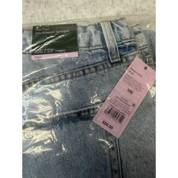 Wild Fable Mid-Rise 90s Relaxed Straight Leg Jeans Light Wash Distressed 10S NWT - Image 4