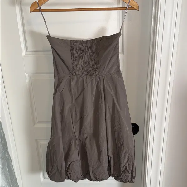 NWT Zara Strapless Brown/Gray Ruching Dress - Image 4