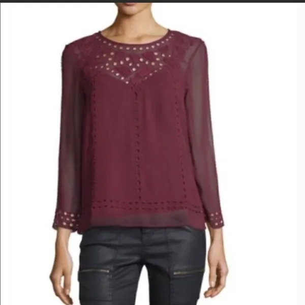 Joie Raisin Gaiane Embroidered Eyelet Blouse - Image 4