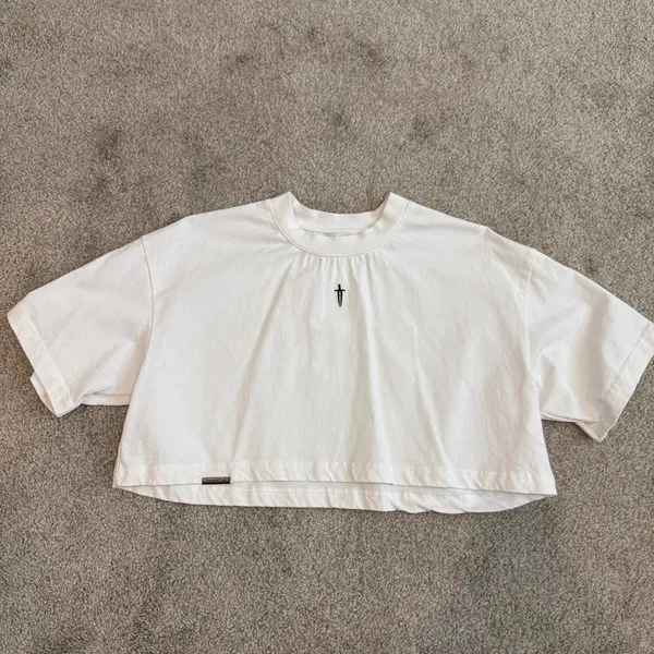 Ironwilled large oversized dagger cropped tee shirt top TB2 3531 - Image 8
