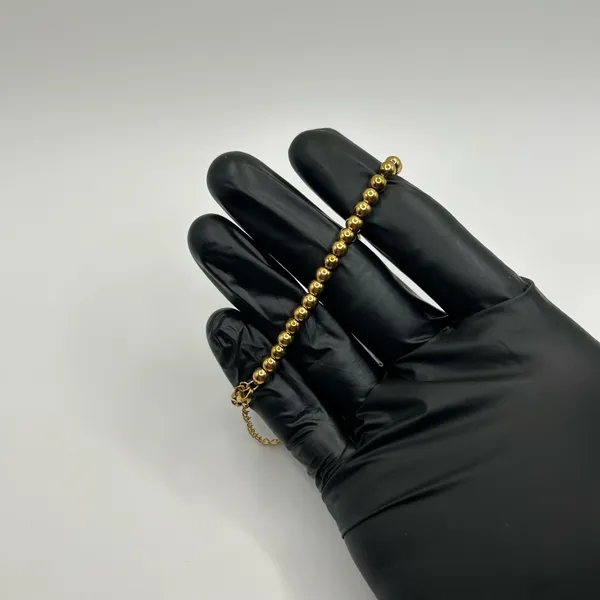 Goldie 18K Solid Yellow Gold Plated Beaded Bracelet Women High Quality 7"-8" Adjustable - Image 2