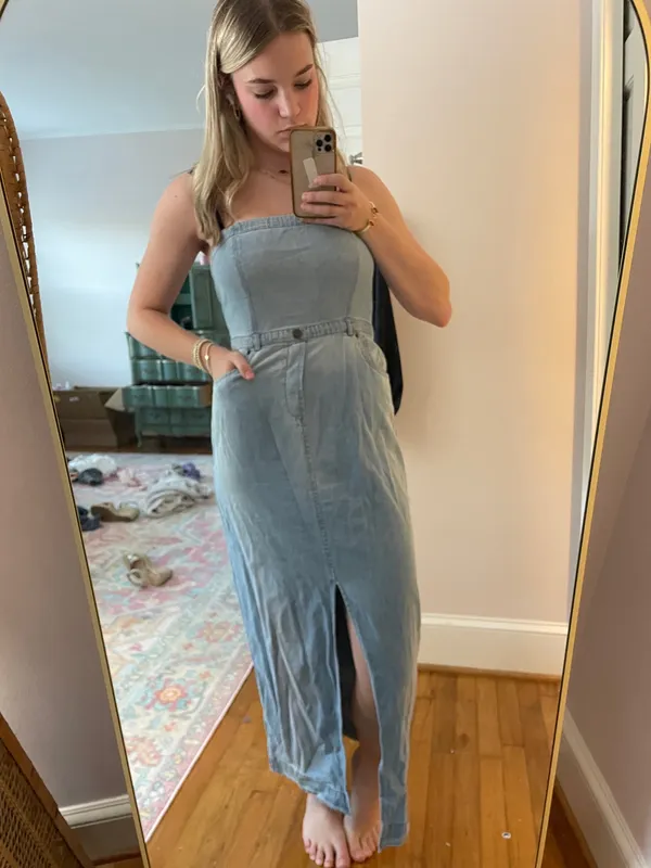 Free People Denim Midi Dress light wash - Image 8