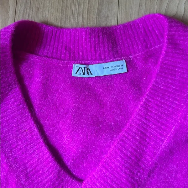 Zara V-Neck Sweater in Bold Pink - Image 2