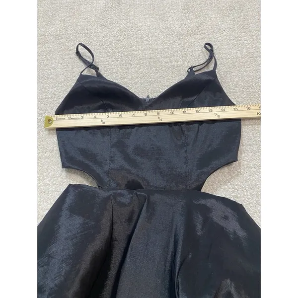 Windsor Black Satin Fit-and-Flare Spaghetti Strap Cutout Dress Size 5/6 - Image 9