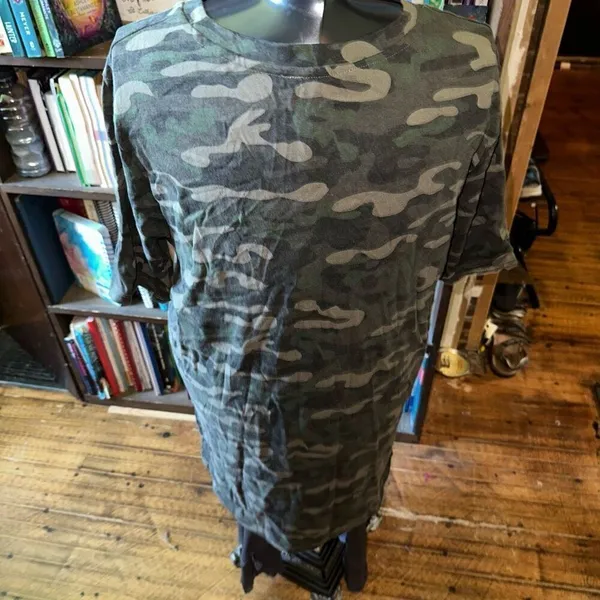 RD Style green camo knit L loungewear shirt dress - Image 2