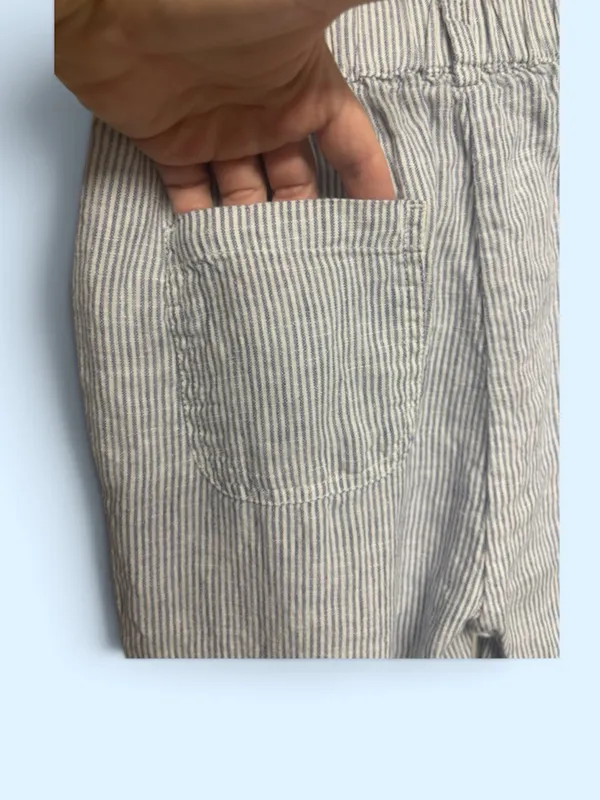 Quince 100% European Linen Blue & White Pinstripe Cropped Pants XS - Image 5