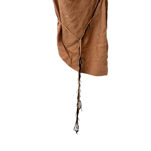 ZARA Asymmetric Handkerchief Beaded Blouse‎ Tan Small - Image 4