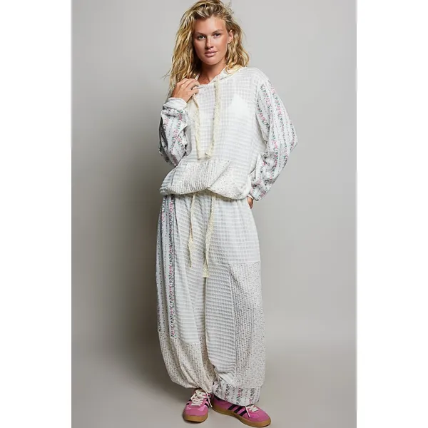 POL Patchwork Mixed‎ Knit Wide Leg Pants - Medium - Image 4