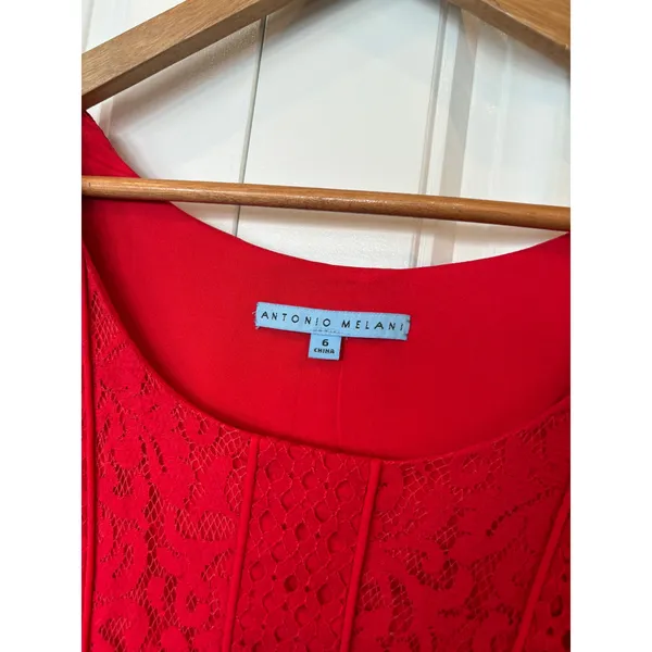 Antonio Melani Red‎ Lace Dress Size 6 - Image 7
