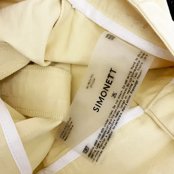 Simonett Cotton High Waisted Wide Leg Pleated Trouser Pants Butter Yellow XS - Image 3